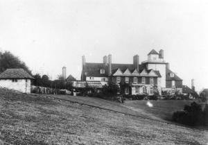 The South front of the house and Philip Webb's summer house