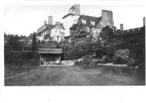 The summer house, when newly built, in its original position on the tennis court at the bottom of the steps